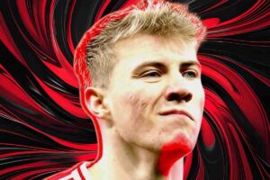 Rasmus Højlund e alle spalle i colori rossoneri